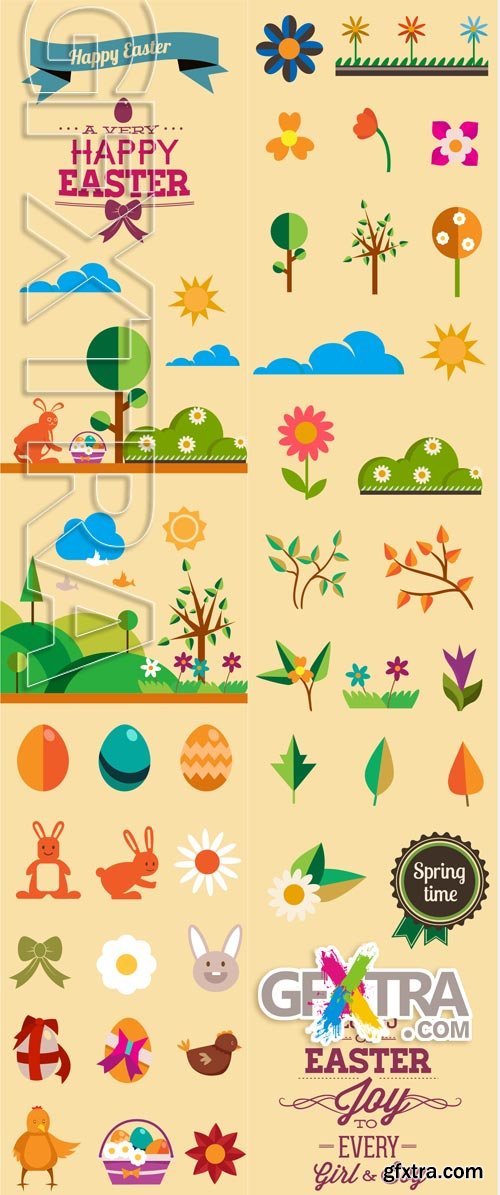 Spring flat vector elements #1 - Stock Vector