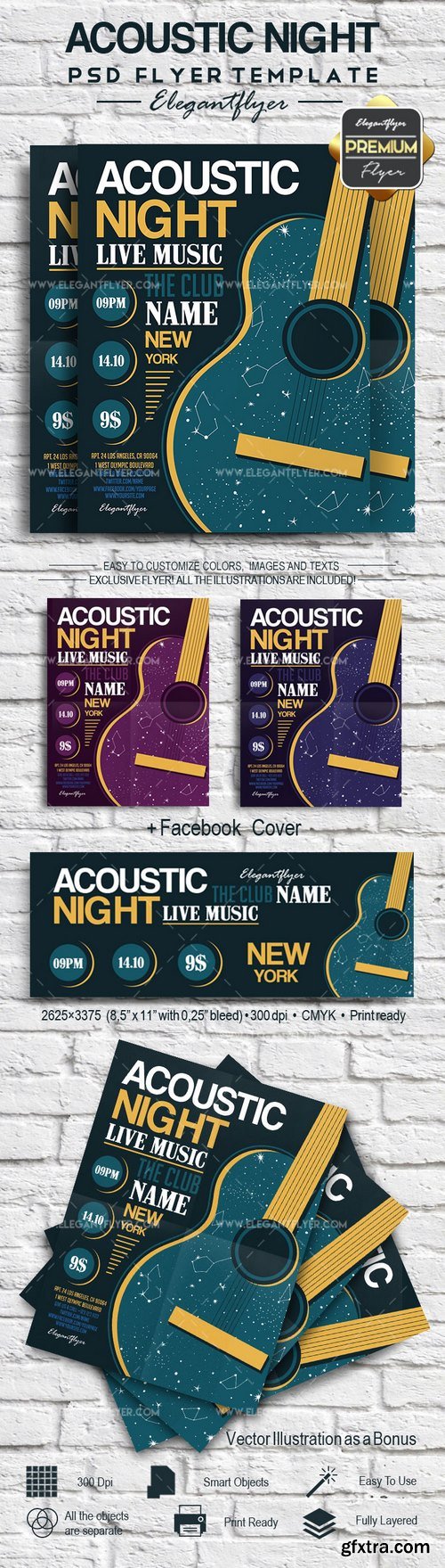 Acoustic Night – Flyer PSD Template + Facebook Cover