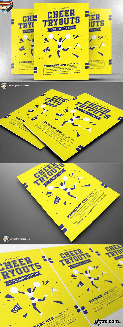 CreativeMarket - Cheer Tryouts Flyer Template 2318050