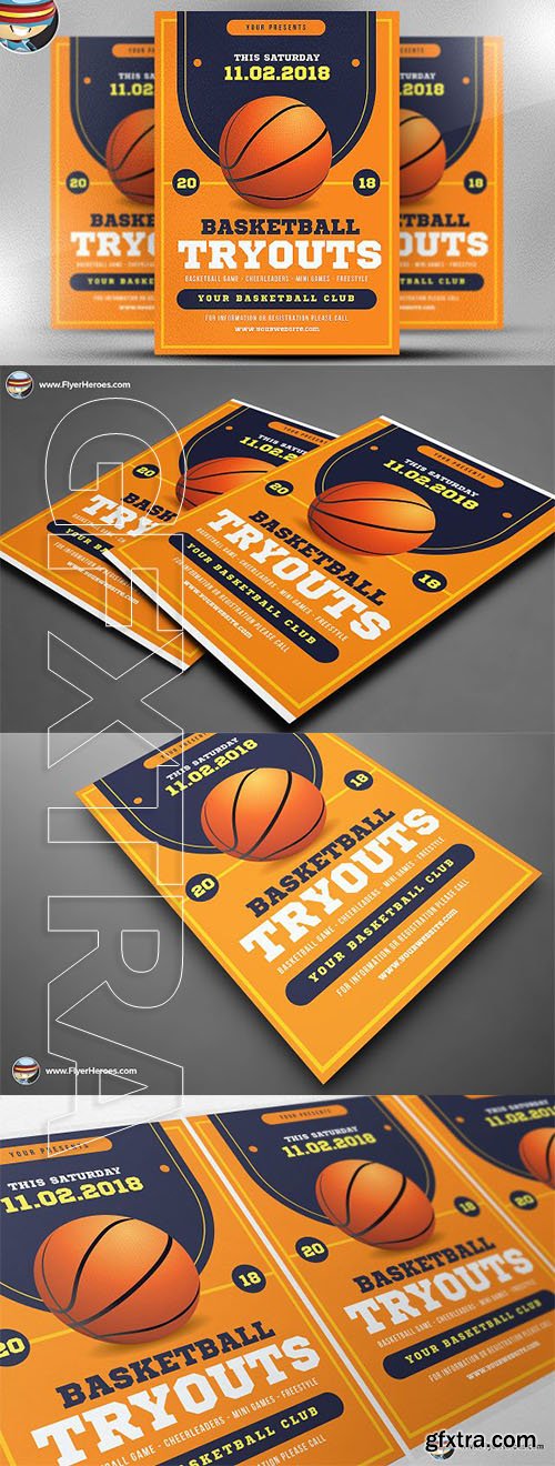 CreativeMarket - Basketball Tryouts Flyer Template 2318037