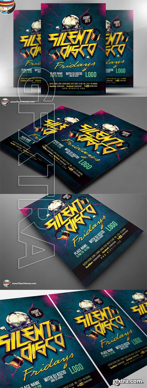 CreativeMarket - Silent Disco Flyer Template V2 2318008