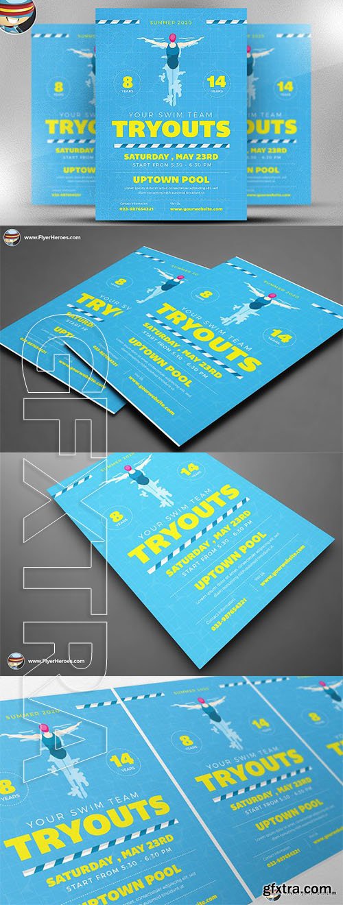 CreativeMarket - Swim Tryouts Flyer Template 2318083