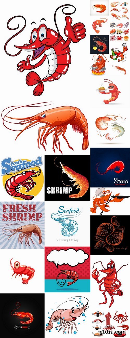 Prawn shrimp seafood menu vector image 25 EPS