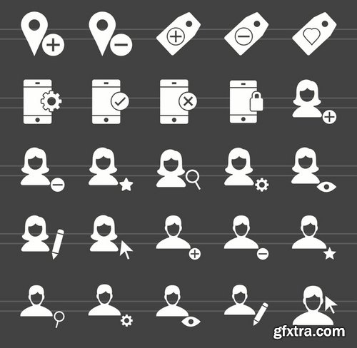 50 User Interface Glyph Inverted Icons