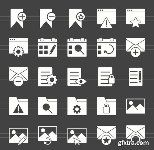 50 User Interface Glyph Inverted Icons