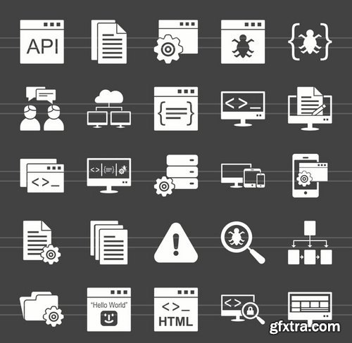 50 Software Development Glyph Inverted Icons