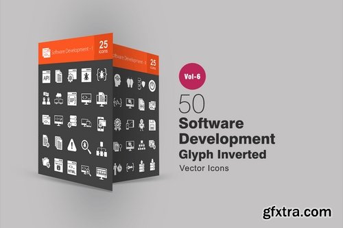 50 Software Development Glyph Inverted Icons