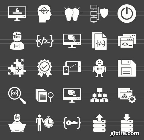 50 Software Development Glyph Inverted Icons