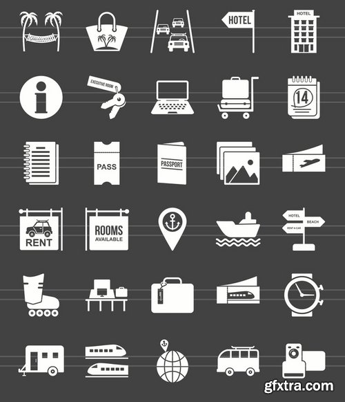 60 Travel Glyph Inverted Icons