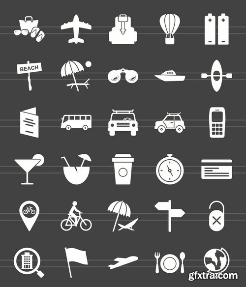 60 Travel Glyph Inverted Icons