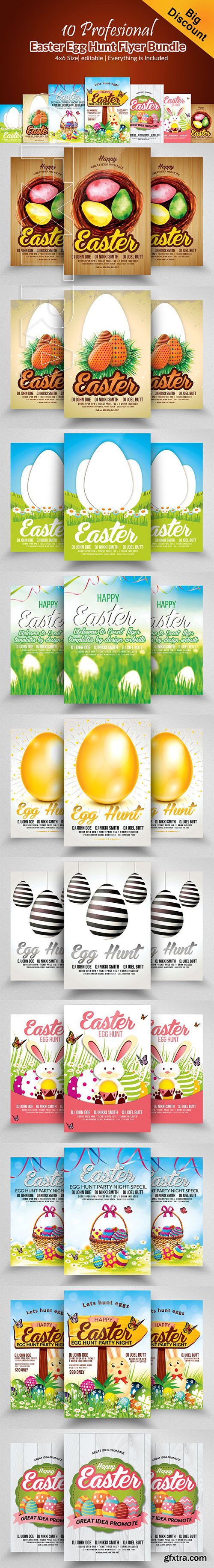 CreativeMarket - 10 Easter Egg Hunt Flyer Bundle 2334132