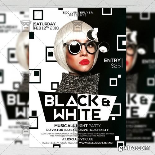 Black and White Party – Club A5 Flyer Template