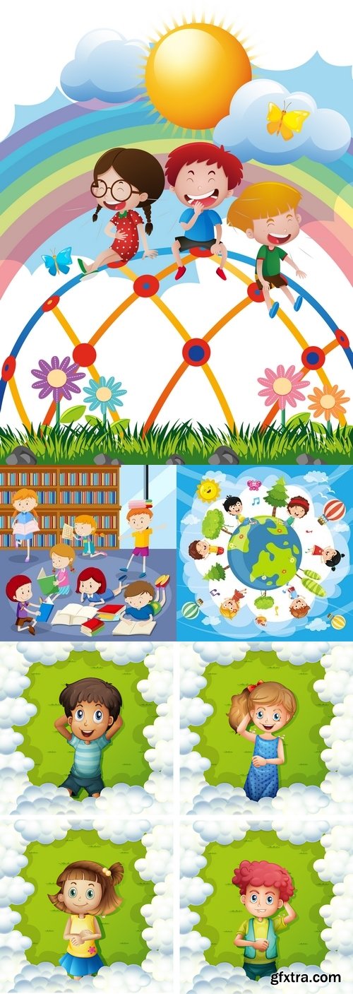 Vectors - Backgrounds with Children 25