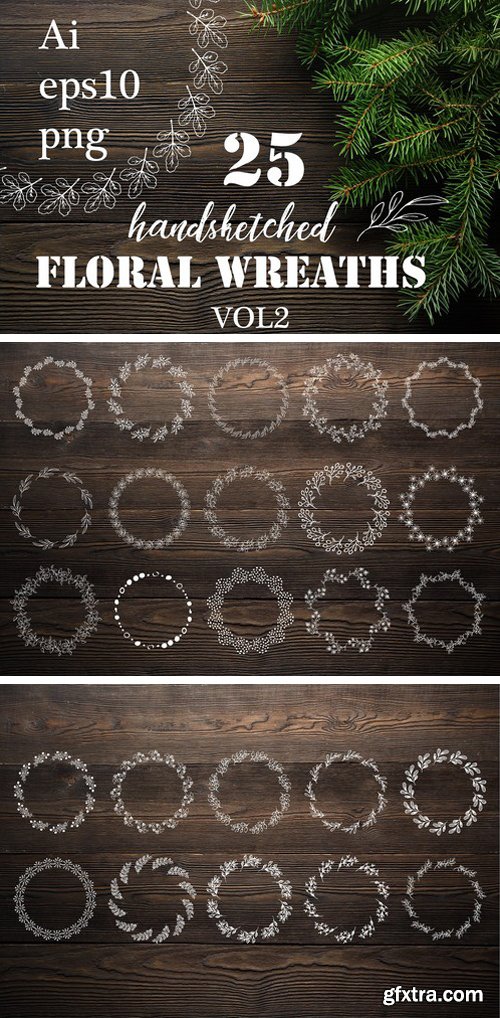CM - 25 handsketched wreaths. VOL2 2300872