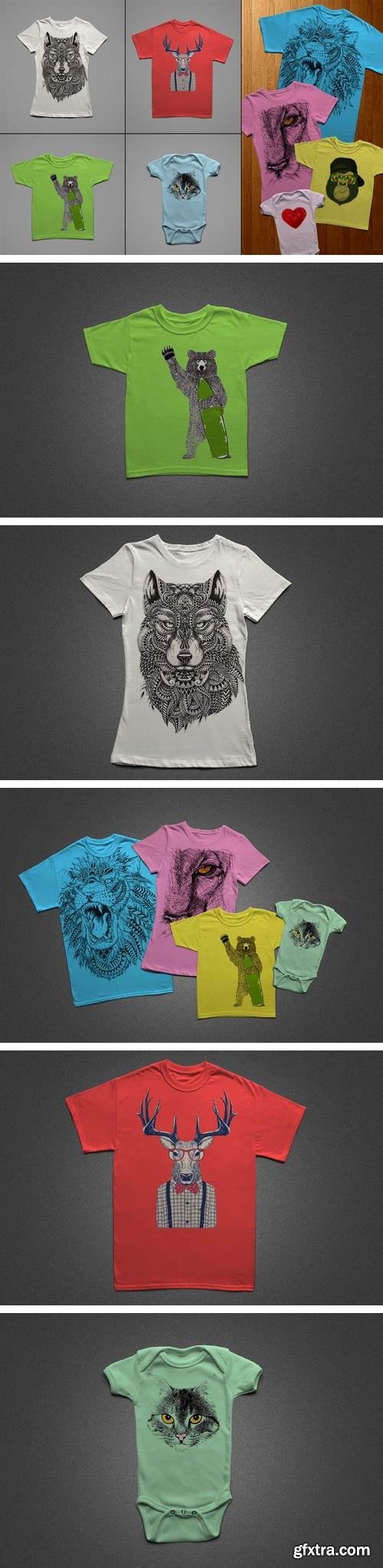 T-Shirt Mock-Ups - Family Pack