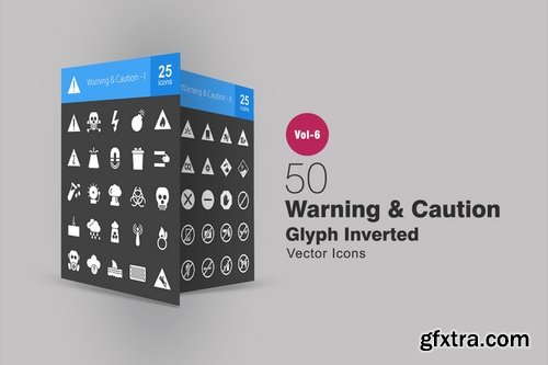 50 Warning & Caution Glyph Inverted Icons