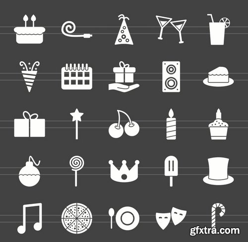 50 Birthday Glyph Inverted Icons