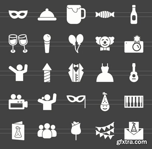 50 Birthday Glyph Inverted Icons