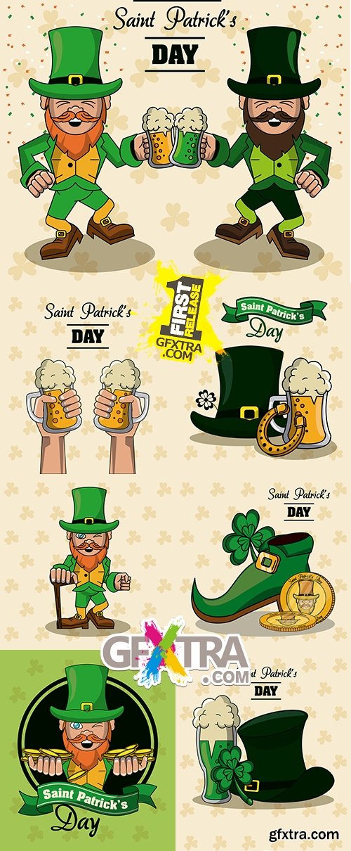 Saint Patrick day happy holiday cartoons card illustration