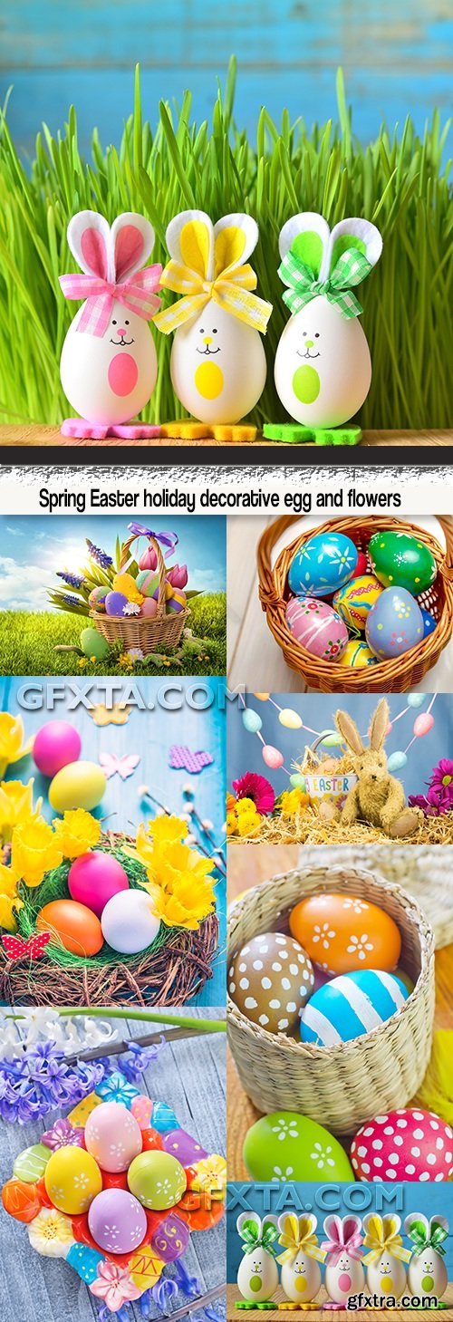 Spring Easter holiday decorative egg and flowers