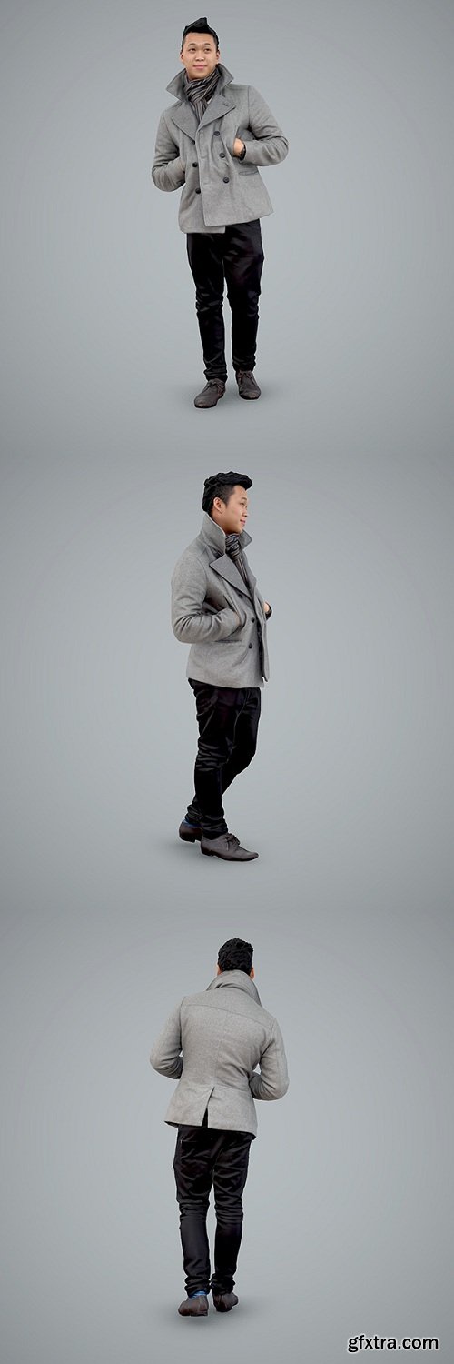 Standing Posing Man with Grey Coat CMan0100-HD2-O02P01-S 3D model