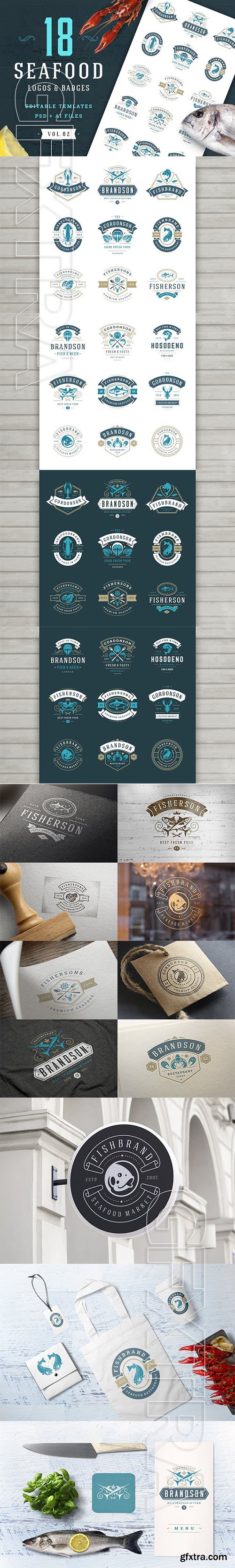 CreativeMarket - 18 Seafood Logos & Badges 2289279