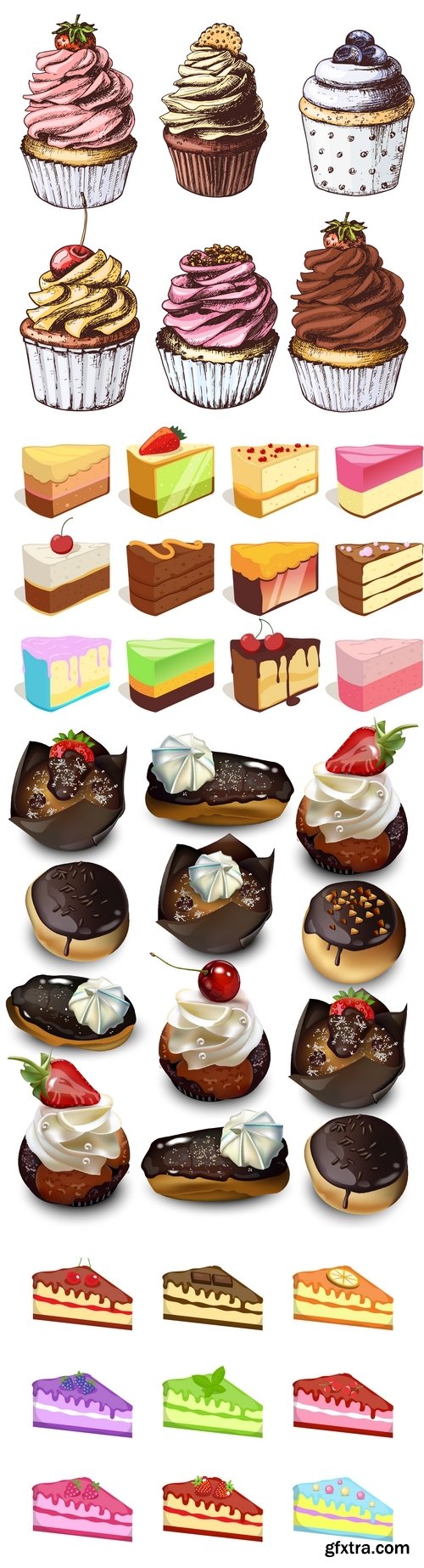 Vectors - Realistic Cakes Mix 24