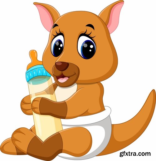 Cartoon animal with a bottle of milk vector image 25 EPS