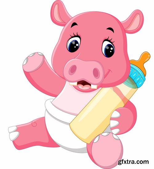 Cartoon animal with a bottle of milk vector image 25 EPS