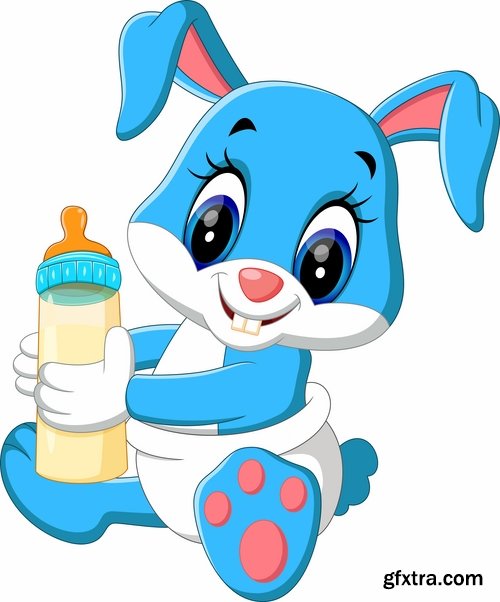 Cartoon animal with a bottle of milk vector image 25 EPS