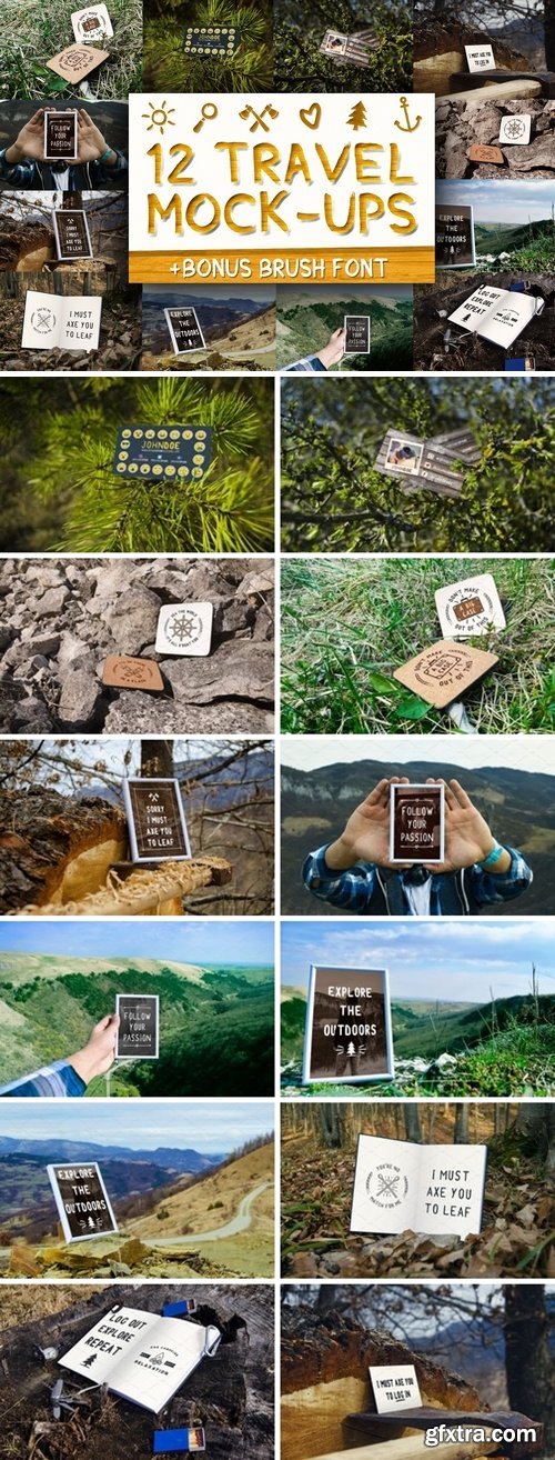 CM - 12 Travel Mockups + Bonus Font! 1541884