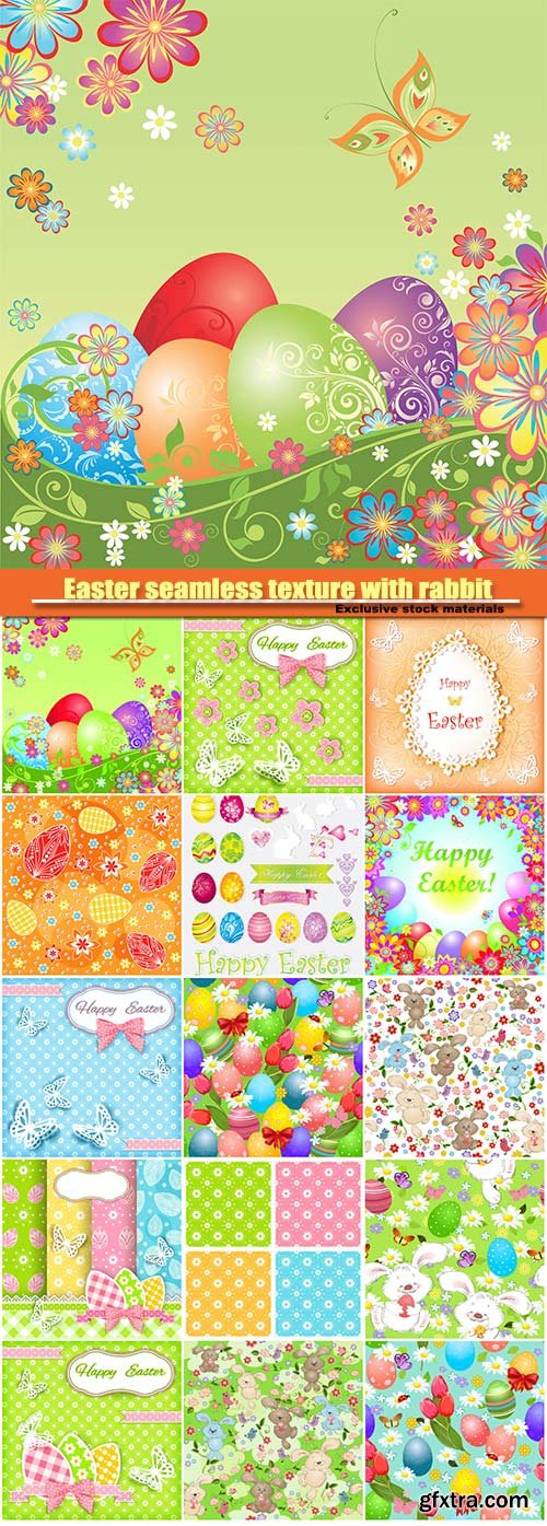 Easter seamless texture with rabbit