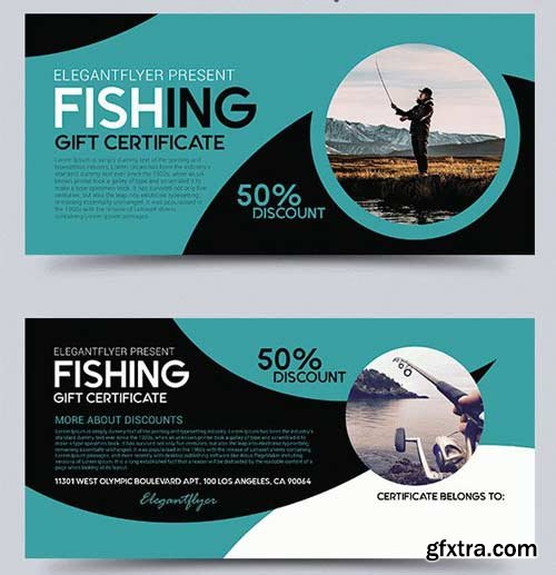 Fishing V1 2018 Gift Certificate PSD Template