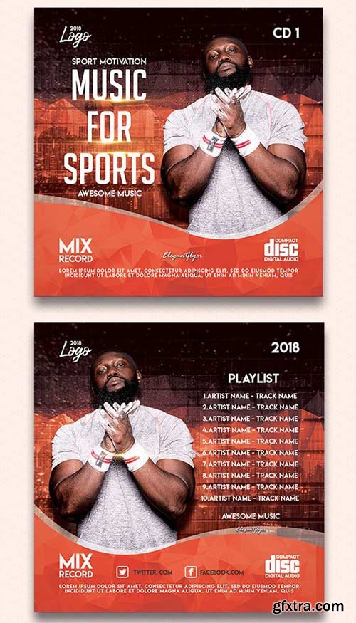 Music For Sports V1 2018 Premium CD Cover PSD Template