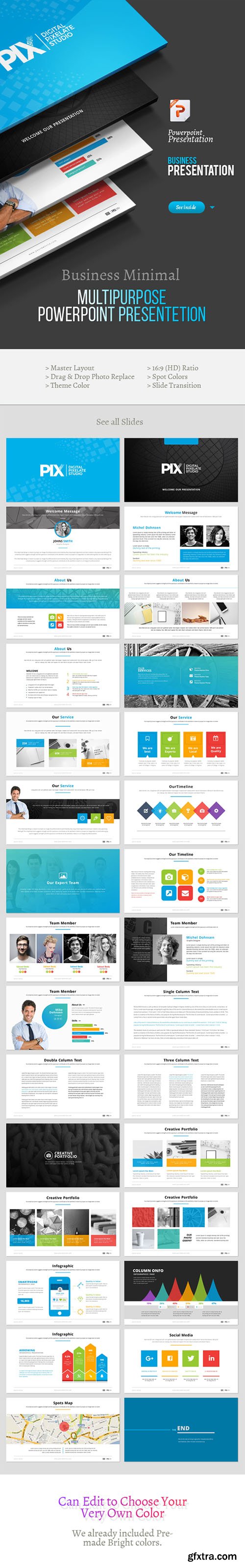 WhitePix Business Multipurpose Powerpoint Template 21550122