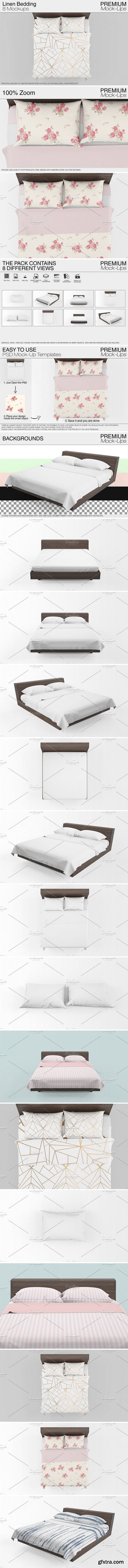 CM - Linen Bedding Mockup Set 1619856