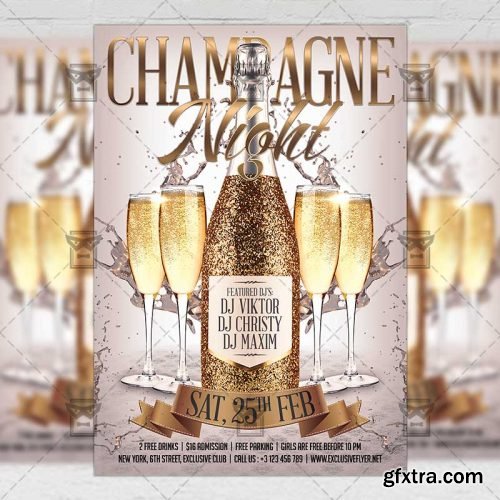 Champagne Night – Club A5 Flyer Template