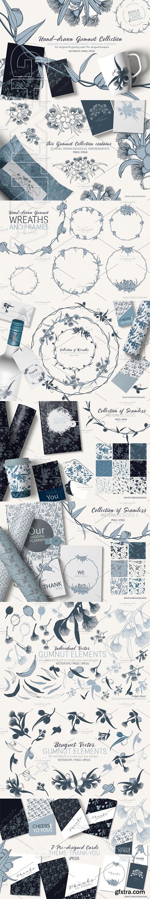 CreativeMarket - Hand-drawn Gumnut Flower Collection 2346474