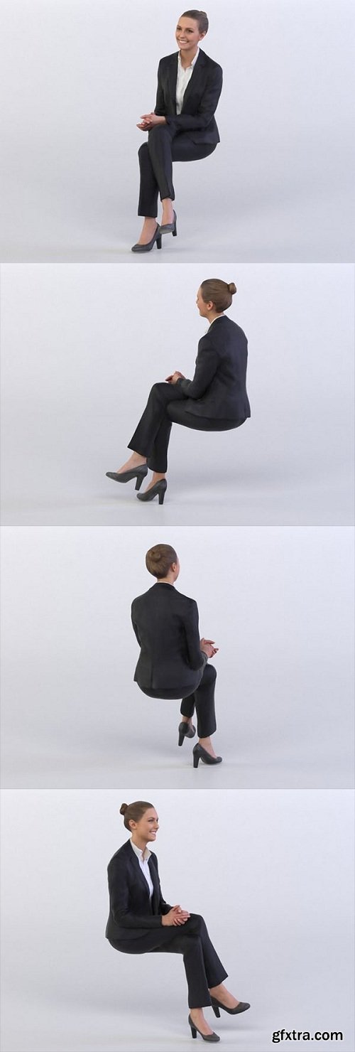 Julia 0280 Woman sitting, legs crossed 3D model