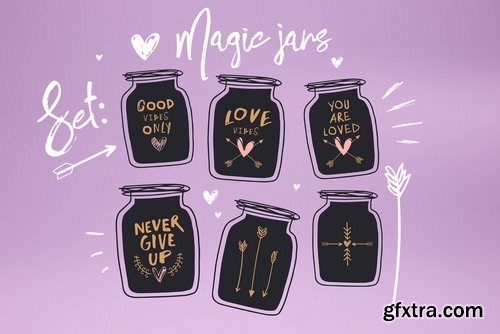 CM - Cute magic jars bundle (vector, EPS) 2320555