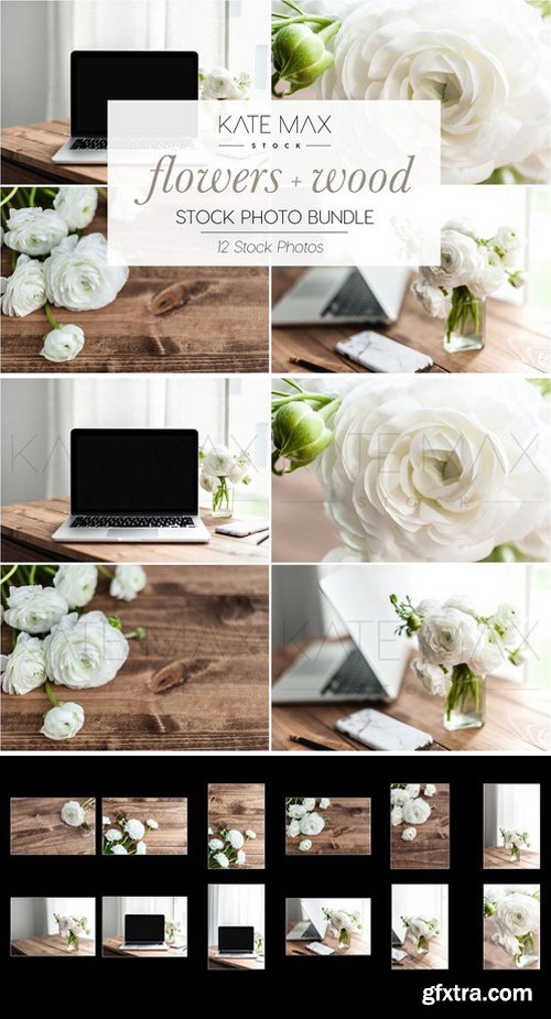 CM - Flowers + Wood Stock Photo Bundle 2323472