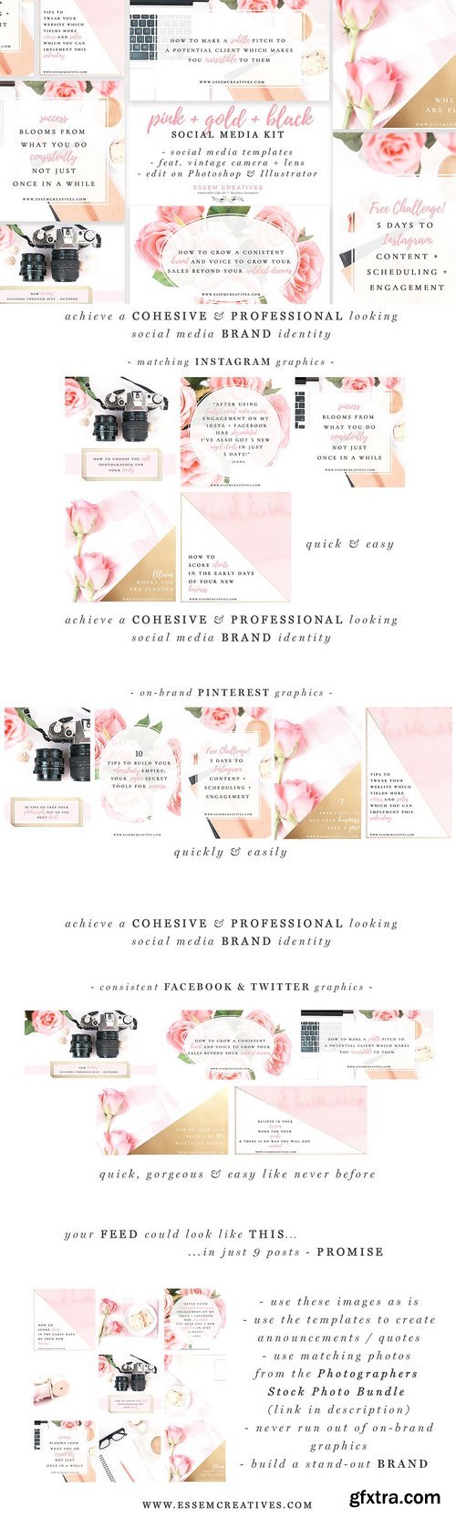 CM - Pink & Gold Social Media Templates 1510353