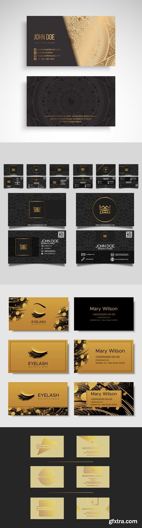 Vectors - Golden Business Cards Designs 3