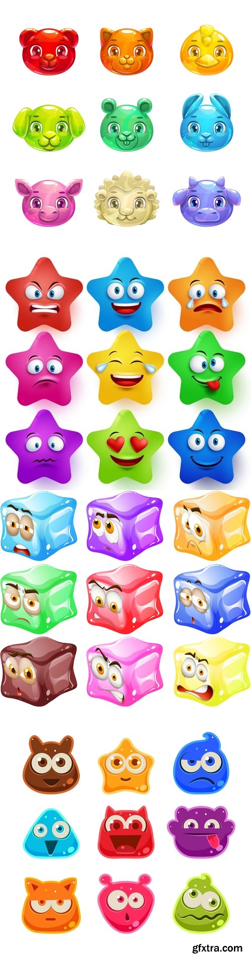 Vectors - Funny Jelly Different Smiles