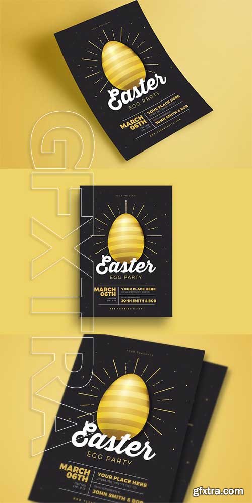 CreativeMarket - Easter Gold Party Flyer 2349316