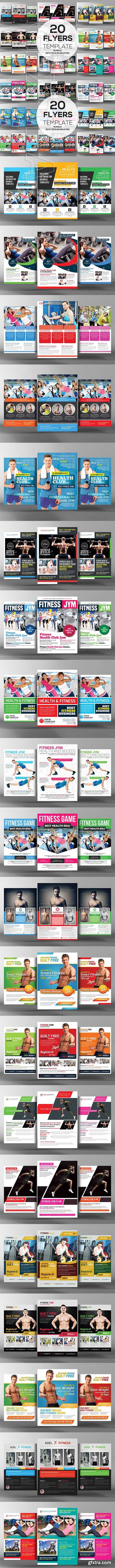 CreativeMarket - 20 Health & Fitness Flyers Bundle 2348677