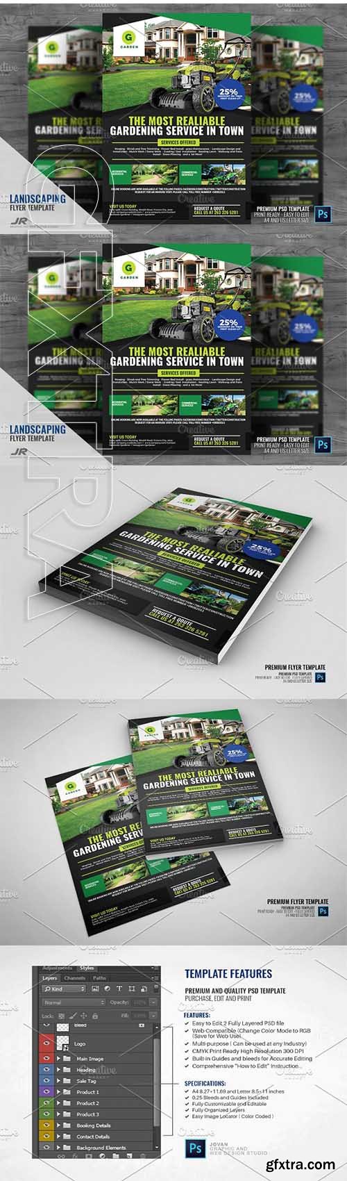 CreativeMarket - Landscaping and Lawn Cleaning Flye 2348721