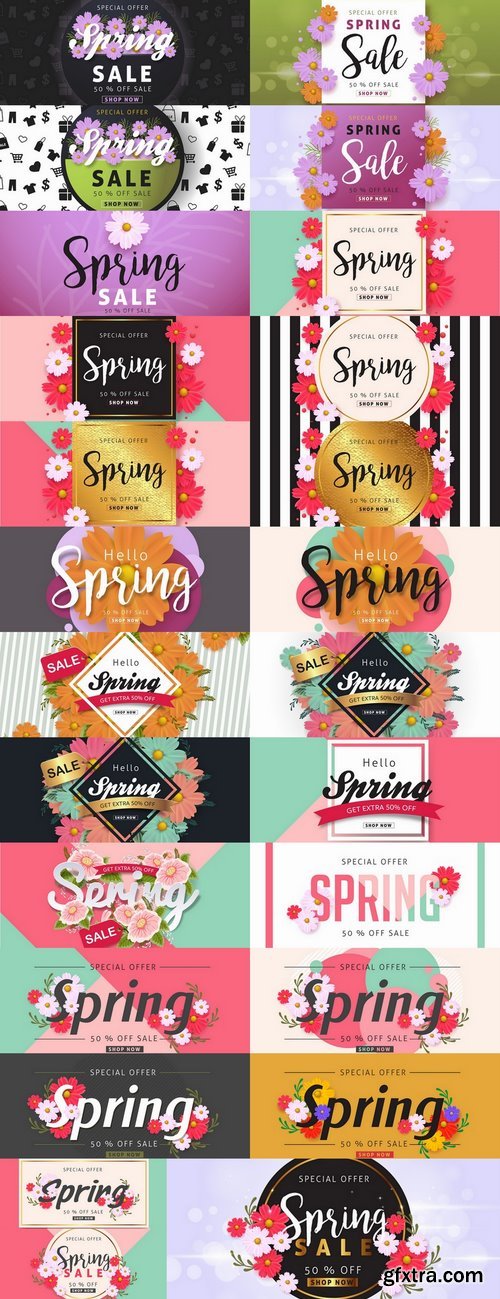 Spring discount flyer banner sale invitation card 25 EPS