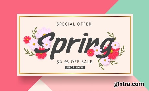 Spring discount flyer banner sale invitation card 25 EPS