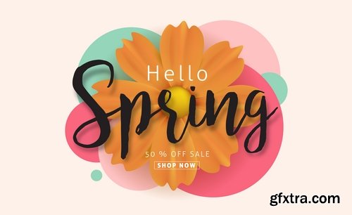 Spring discount flyer banner sale invitation card 25 EPS